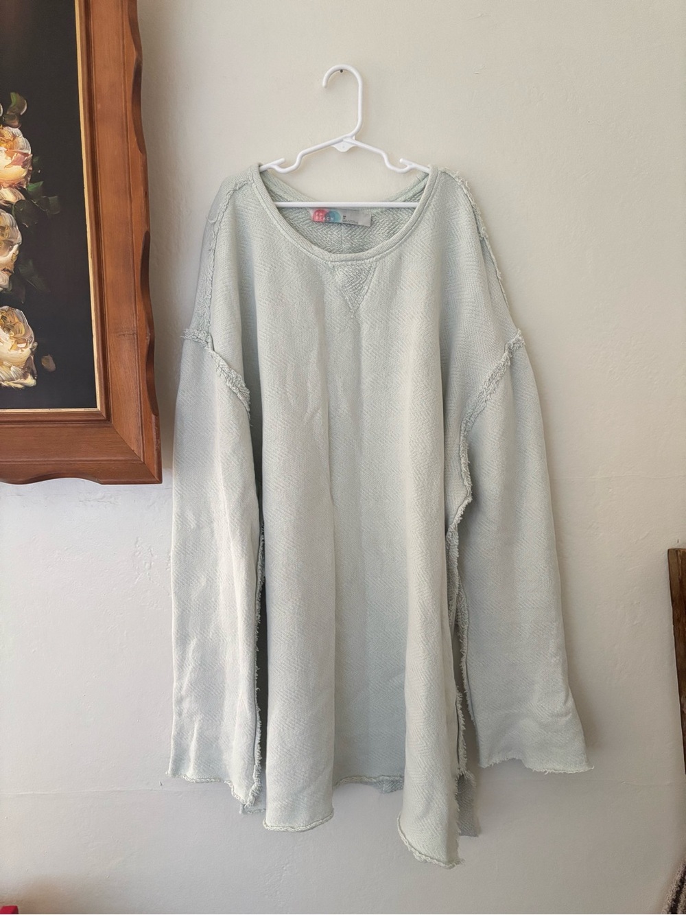 Free People Beach Oversized Beach Tunic Sweater in Pale Mint